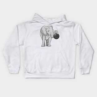 Elephant at Bowling with Bowling ball Kids Hoodie